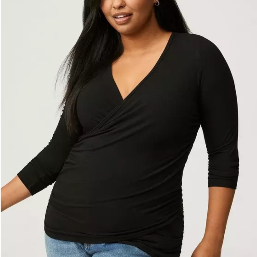 Black V-Neck Wrap Top